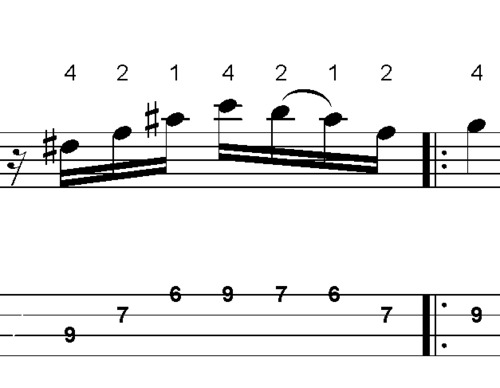 Product picture L259 Em7 dorian bass lick from the 4th